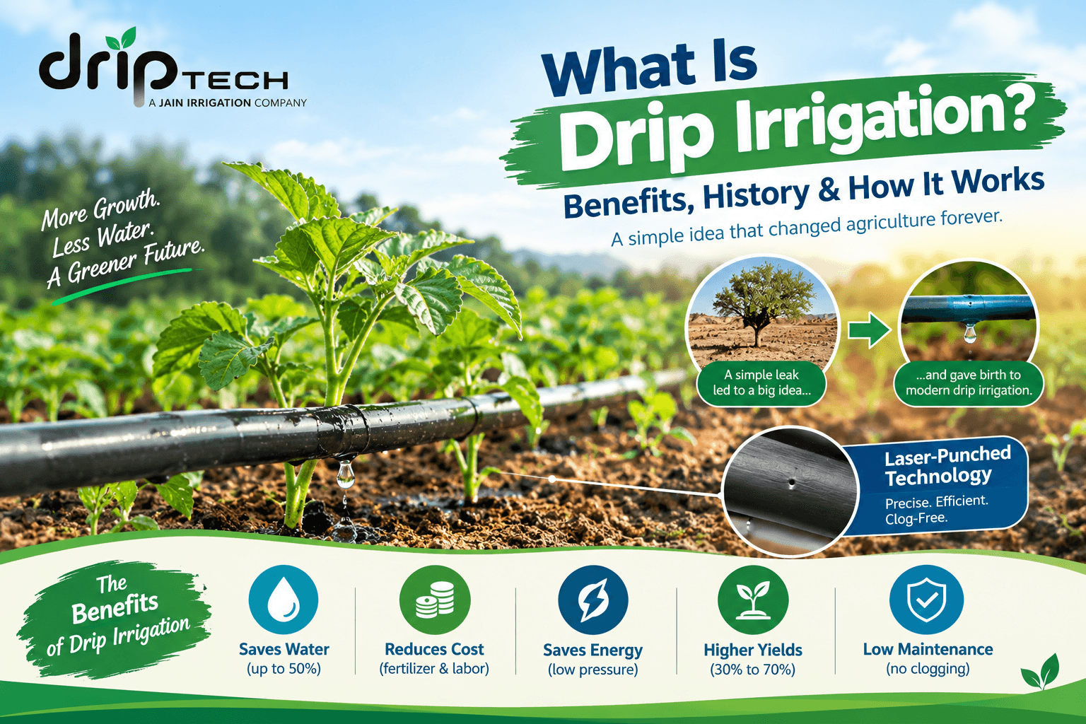 Driptech Laser Drip irrigation system for efficient crop watering