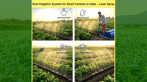 Rain Pipe Rain Hose Laser Spray irrigation system helping farmers save investment, water, labour, and maintenance costs.